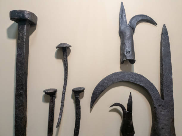 istock Vintage metal black items. Ancient objects close up. 1132080647