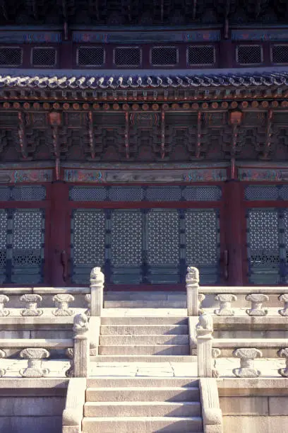 the Gyeongbokgung or Kyongbokkung Palace in the city of Seoul in South Korea in EastAasia.  Southkorea, Seoul, May, 2006