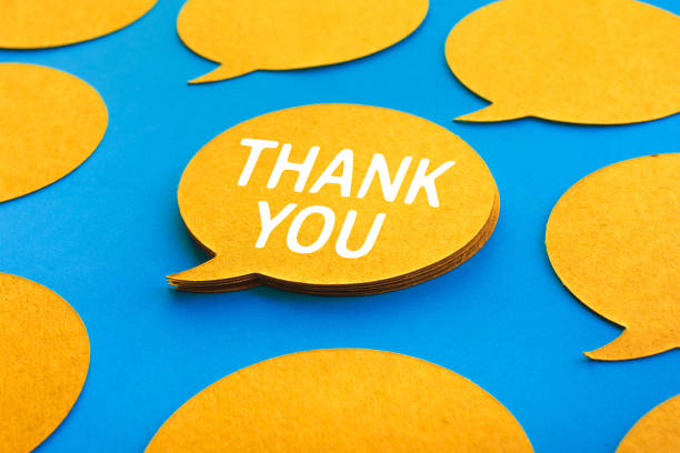 istock Thank you concepts with chat,speech bubble icons on blue color background 1132083273