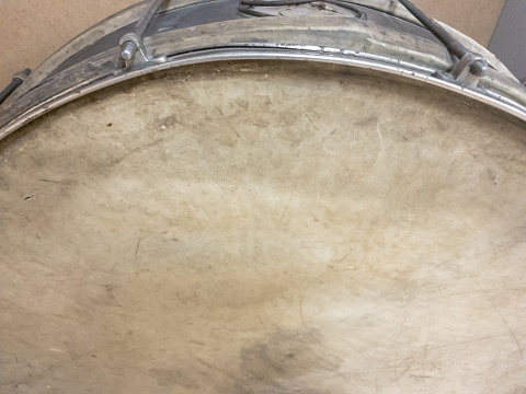 The Vintage drum. Old big drum close up.