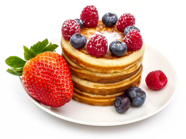 istock Pile of pancakes with berries 1132086840