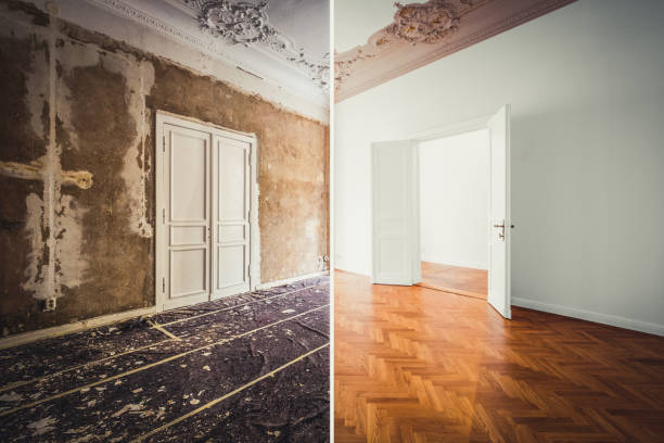 istock apartment room during renovation, before and after restoration /  refurbishment  - 1132086974