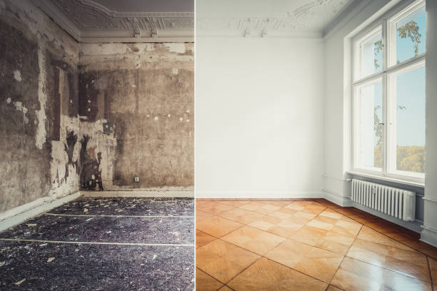 istock apartment room during renovation, before and after restoration /  refurbishment  - 1132087037