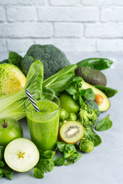 istock Green smoothie with vegetables for healthy, raw, vegan diet 1132088622