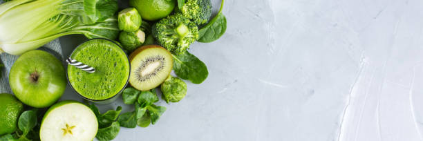 istock Green smoothie with vegetables for healthy, raw, vegan diet 1132088703