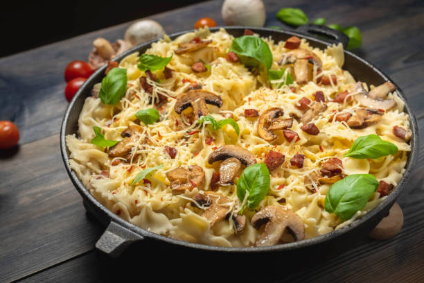 casserole with mushrooms, sausage and cheese