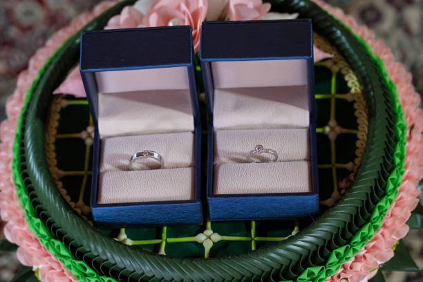 istock Diamond ring, wedding ring, Wedding Ring bride price. Wedding symbols. Wedding ceremony. image for objects and article 1132093710