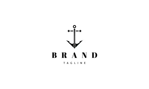 Vector illustration of Anchor black vector abstract logo design