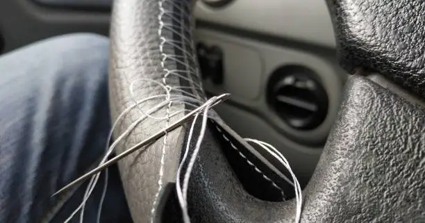 Car interior upgrade, DIY braid on the steering-wheel cover, auto custom