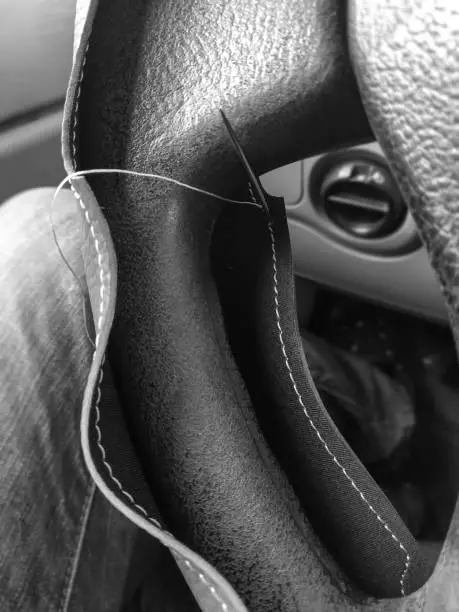 Car interior upgrade, DIY braid on the steering-wheel cover, auto custom
