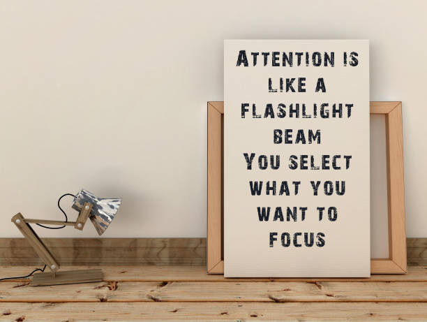 istock Inspiration motivation quote Attention is like a flashlight. Focus, Choice concept, 3d render 1132097569