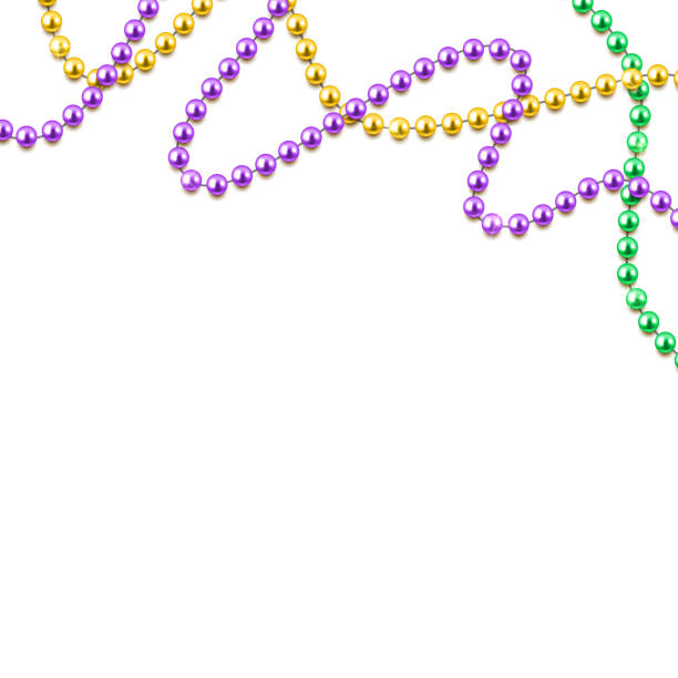 istock Mardi Gras decorative background with colorful traditional beads on white, vector illustration 1132097989