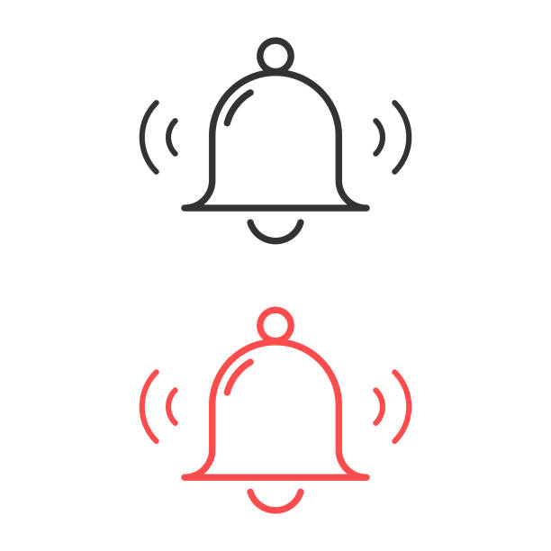Ringing Bell and Notification Icon Design. Vector Illustration EPS 10 File. school handbell stock illustrations