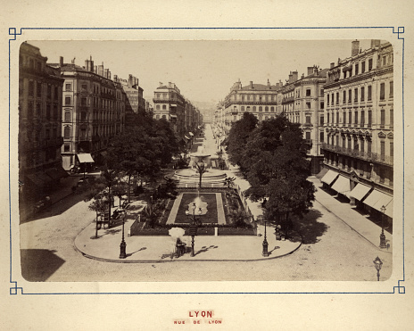 Vintage photograph of the Rue De Lyon, Lyon, France, c.1880, 19th Century