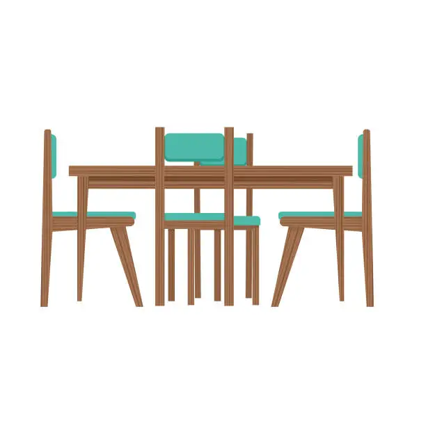 Vector illustration of Mid-Century Modern Table And Chairs