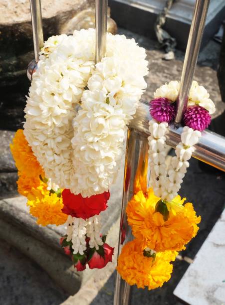 istock Jasmine Wreaths with Roses Hanging on The Pole 1132108254