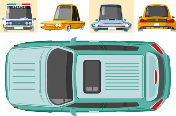 Vector illustration of 4X4 and vintage cars