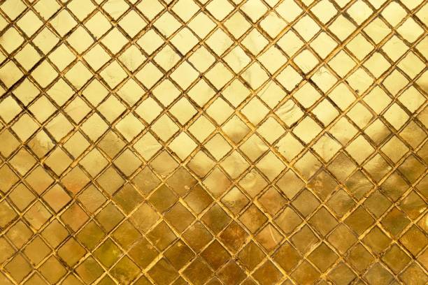 istock Horizontal Texture of Golden Mosaic Wall Background 1132108543