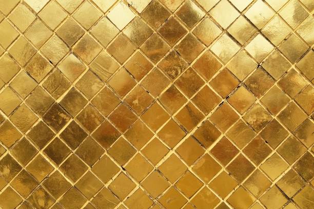 istock Horizontal Texture of Golden Mosaic Wall Background 1132108694