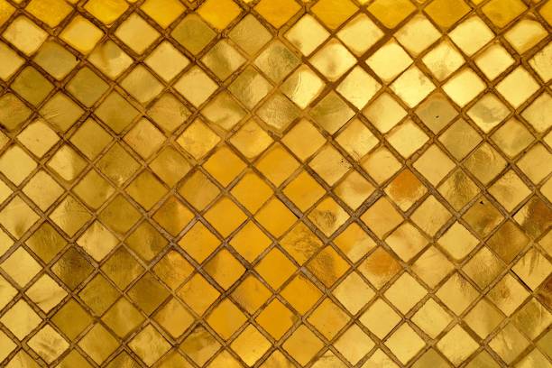 istock Horizontal Texture of Golden Mosaic Wall Background 1132108738