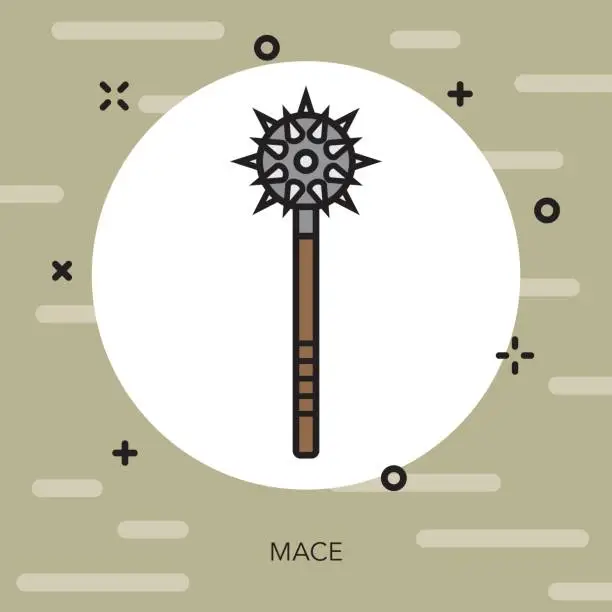 Vector illustration of Mace Weapon Thin Line Icon