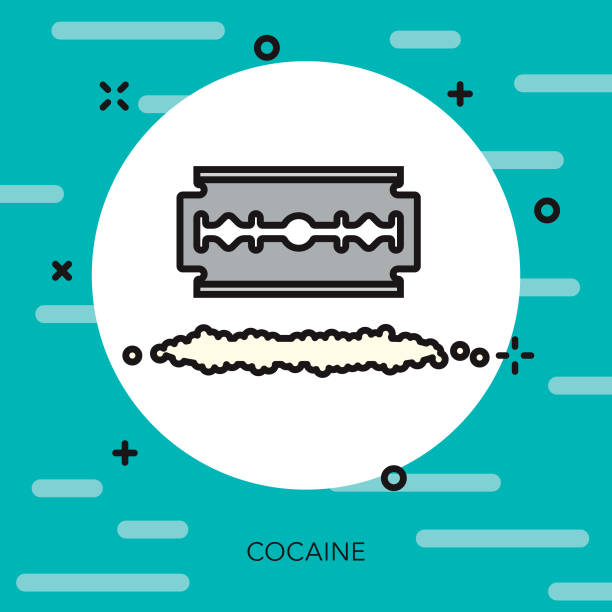 ilustraciones, imágenes clip art, dibujos animados e iconos de stock de icono de línea delgada de drogas de cocaína - resoplar