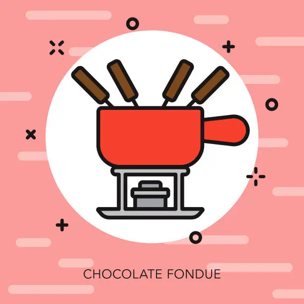 Vector illustration of Chocolate Fondue Thin Line Icon