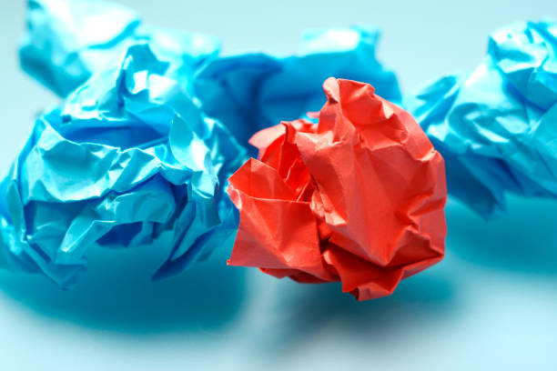 istock Two colored crumpled sheets of paper close-up. Texture background. Macro 1132115831