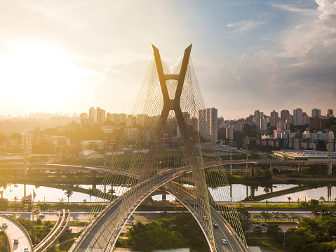 Ponte Octavio Frias de Oliveira, famous cable stayed bridge at Sao Paulo