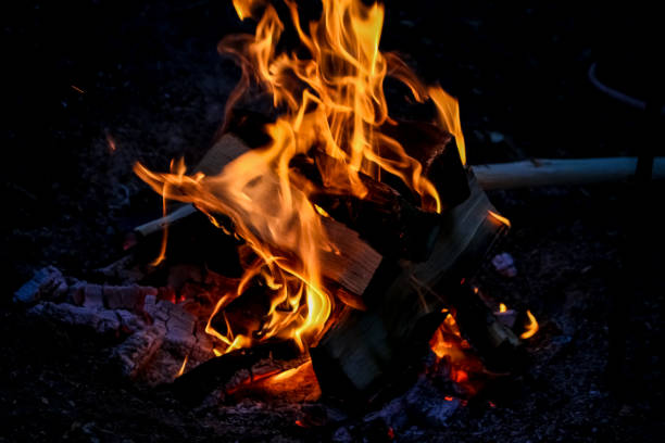 Logs of wood, burn bright red fire.  Flame of fire. Logs of wood, burn bright red fire.  Flame of fire. огонь stock pictures, royalty-free photos & images