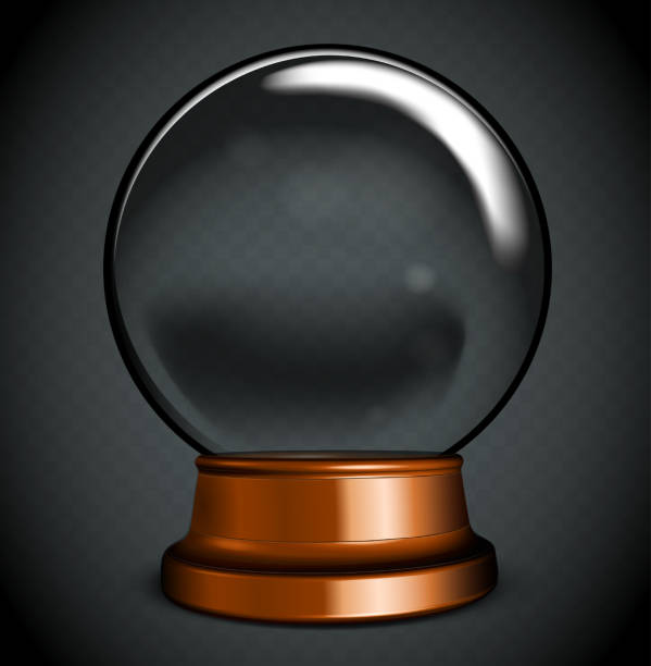 istock Vector Empty Snow Globe. White transparent glass sphere on a stand with glares and highlights. 1132116953