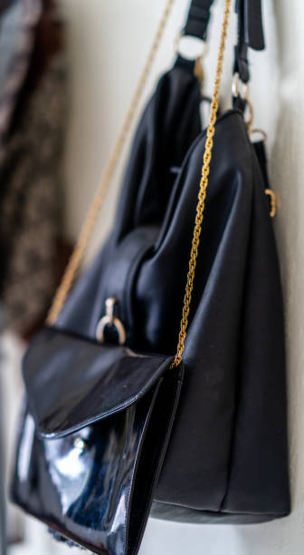 istock Purple School Backpack Hanging on the Wall - Isolated Object with White Background 1132117008