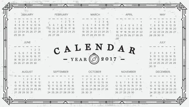 Vector illustration of 2017 Calendar. Abstract. Week Starts from Sunday. Vector illustration. Print Ready