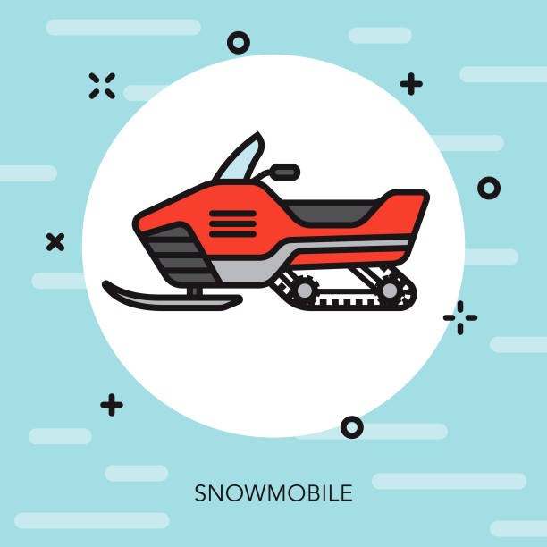 Snowmobile Winter Sports Icon A thin line icon. File is built in the CMYK color space for optimal printing. Color swatches are global so it’s easy to change colors across the document. Snowmobiling stock illustrations