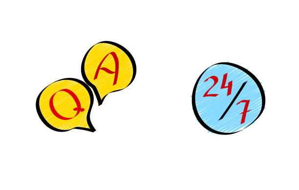 istock Question & Answer online customer service 24/7. Icons set in doodle style. Vector illustration. 1132120515