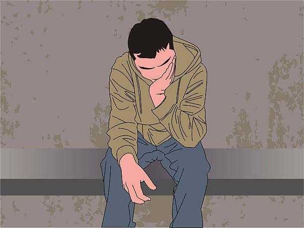 Man Deep in Contemplation  teenager sorry stock illustrations
