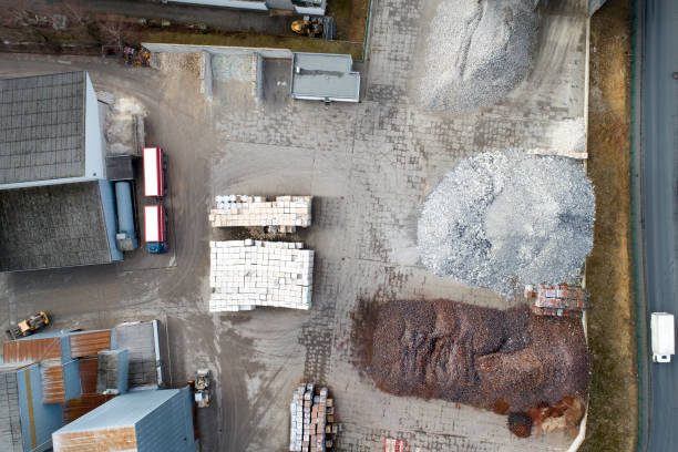 istock Construction material depot - aerial view 1132123595
