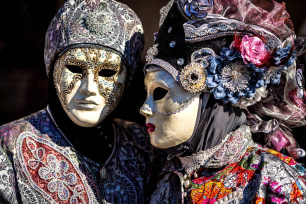 istock Venetian masked model from the Venice Carnival 1132124953