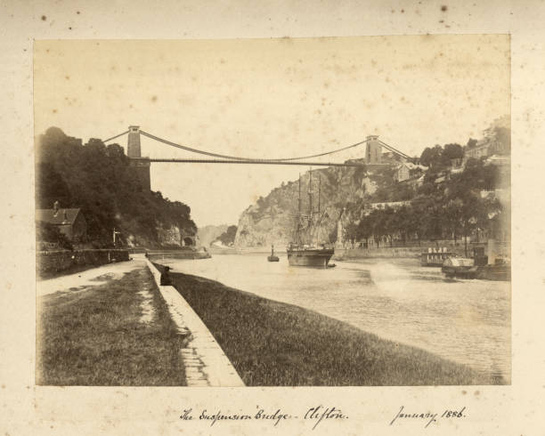 ponte suspensa de clifton, sobre o rio avon, século xix - bristol england bridge clifton suspension bridge suspension bridge - fotografias e filmes do acervo