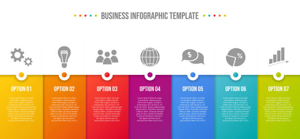 bunte infografik mit business-icons. vektor - bunt farbton grafiken stock-grafiken, -clipart, -cartoons und -symbole