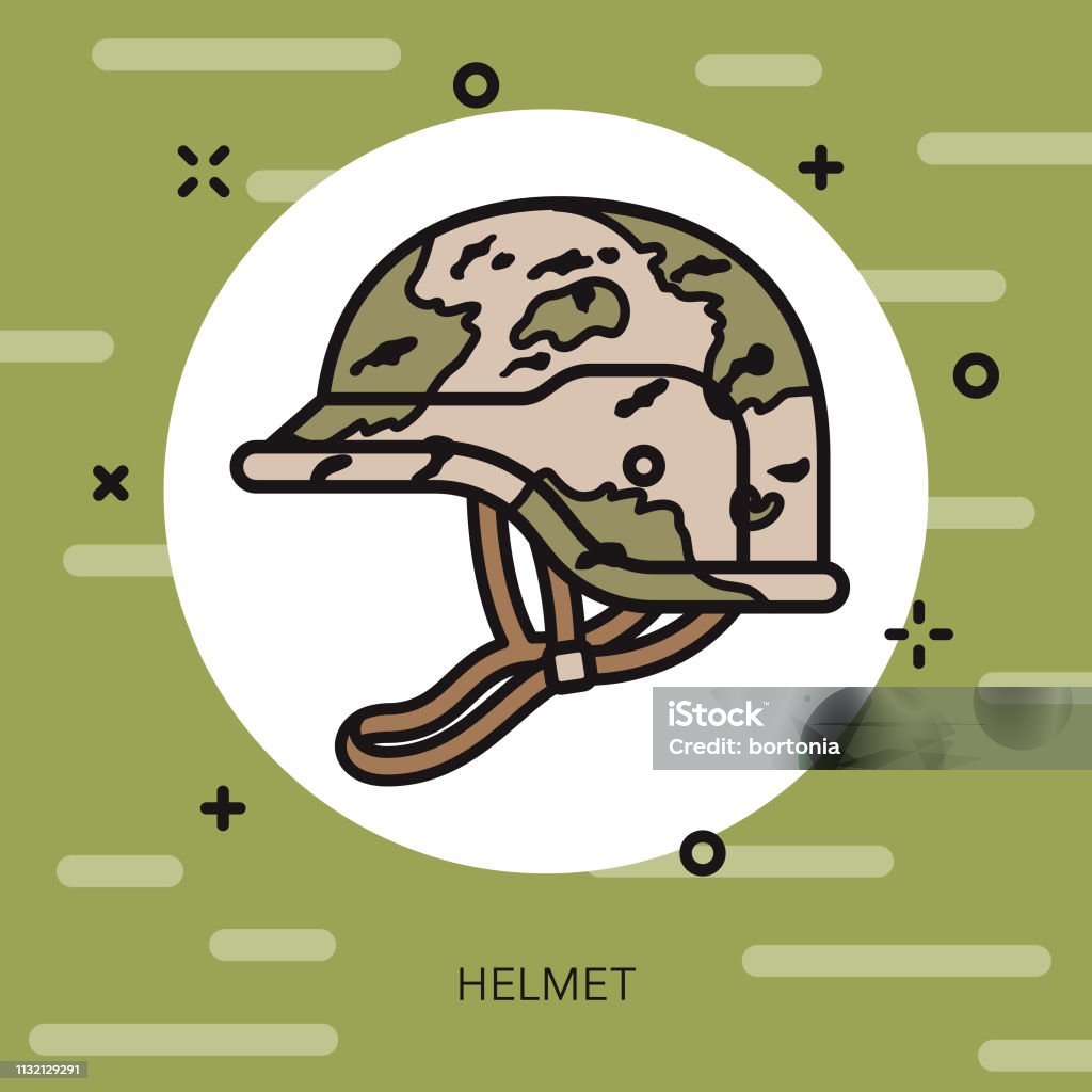 Camouflage Helmet Military Icon A thin line icon. File is built in the CMYK color space for optimal printing. Color swatches are global so it’s easy to change colors across the document. Air Force stock vector