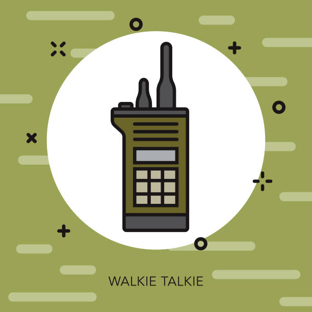 Walkie Talkie Military Icon A thin line icon. File is built in the CMYK color space for optimal printing. Color swatches are global so it’s easy to change colors across the document. satellite phone stock illustrations
