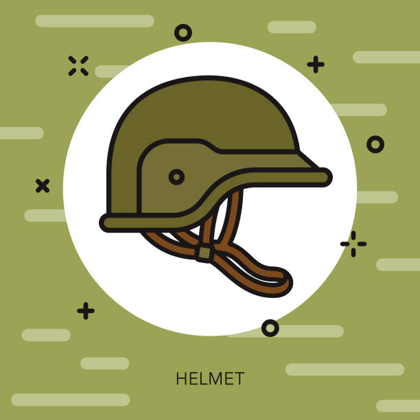 ilustraciones, imágenes clip art, dibujos animados e iconos de stock de casco militar icono - casco militar