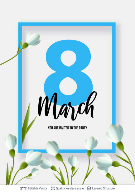 istock 8 of March Women's Day card or banner template. 1132130734