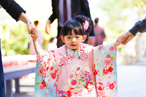 Japanese girls wearing kimonos