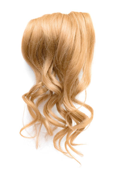Long wavy blond hair isolated on white background