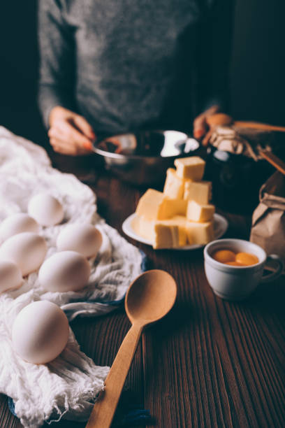 istock Process of making homemade cake on brown wooden table 1132144597