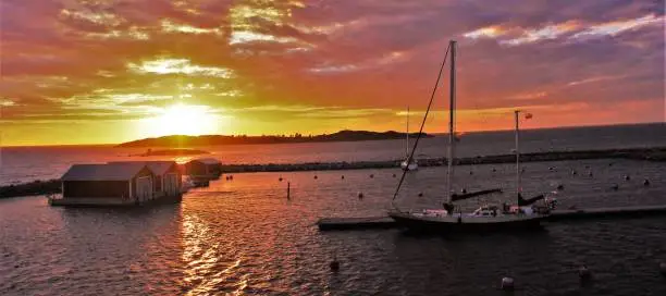 A quiet evening at a lonely island recreational boats with a mild wind