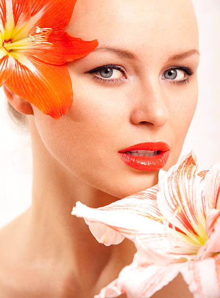 istock Young girl and  flower 113214653