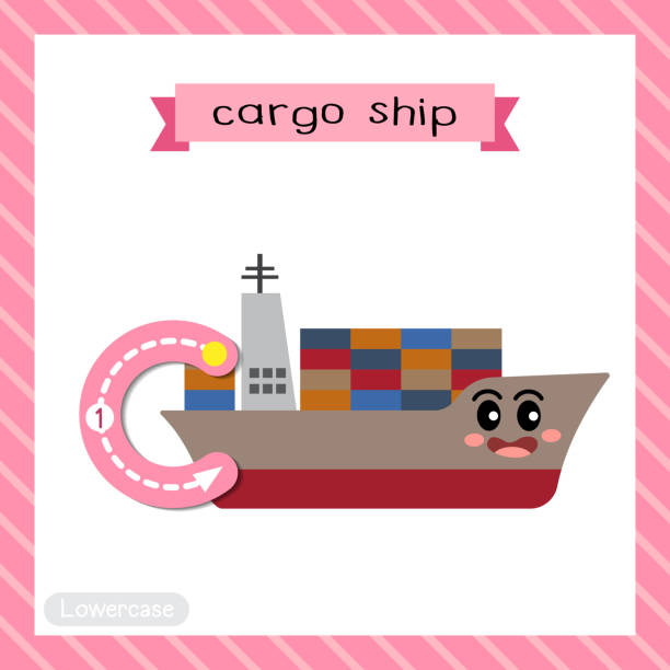 illustrations, cliparts, dessins animés et icônes de lettre c traçage en minuscules. cargo - export mot anglais